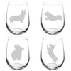 MIP Set of 4 Wine Glass Goblet Corgi Collection (17