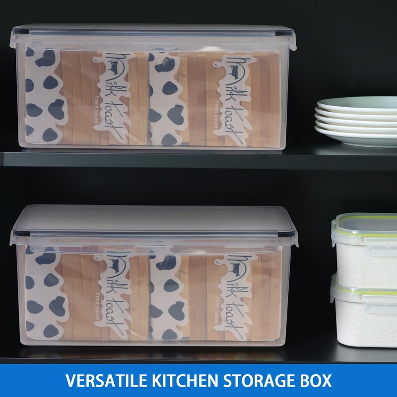 Tiawudi 2 Pack Bread Box, Plastic Bread Container, Large Sandwich