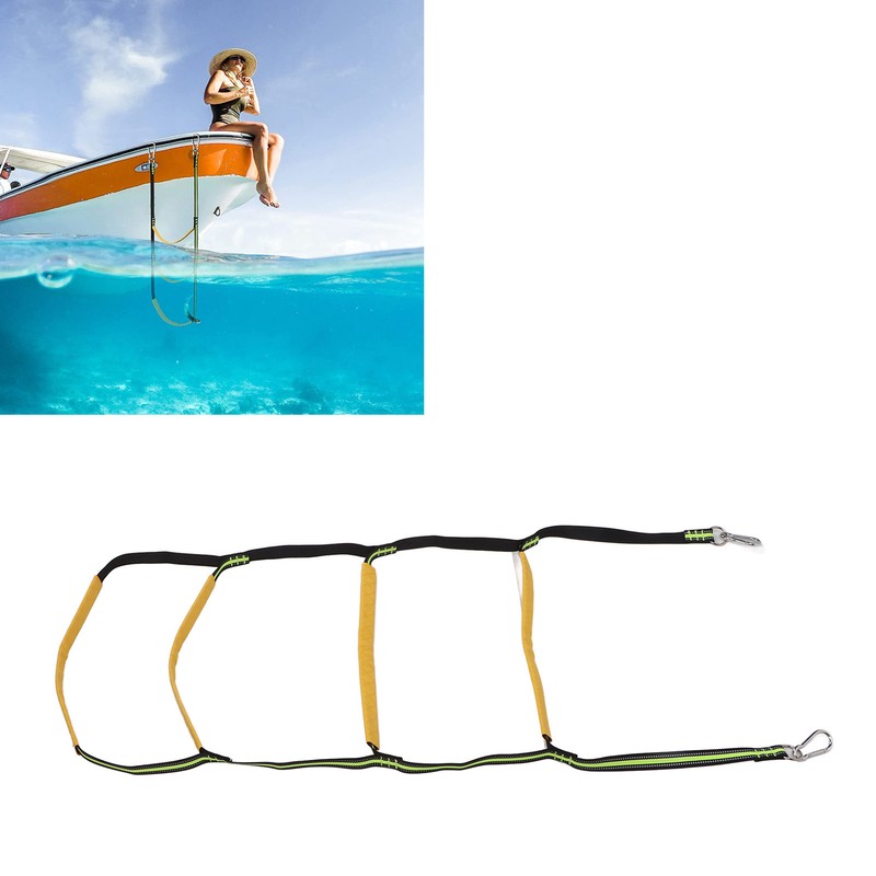 Boat Rope Ladder 4 Steps Foldable Portable Rope Boarding Ladder