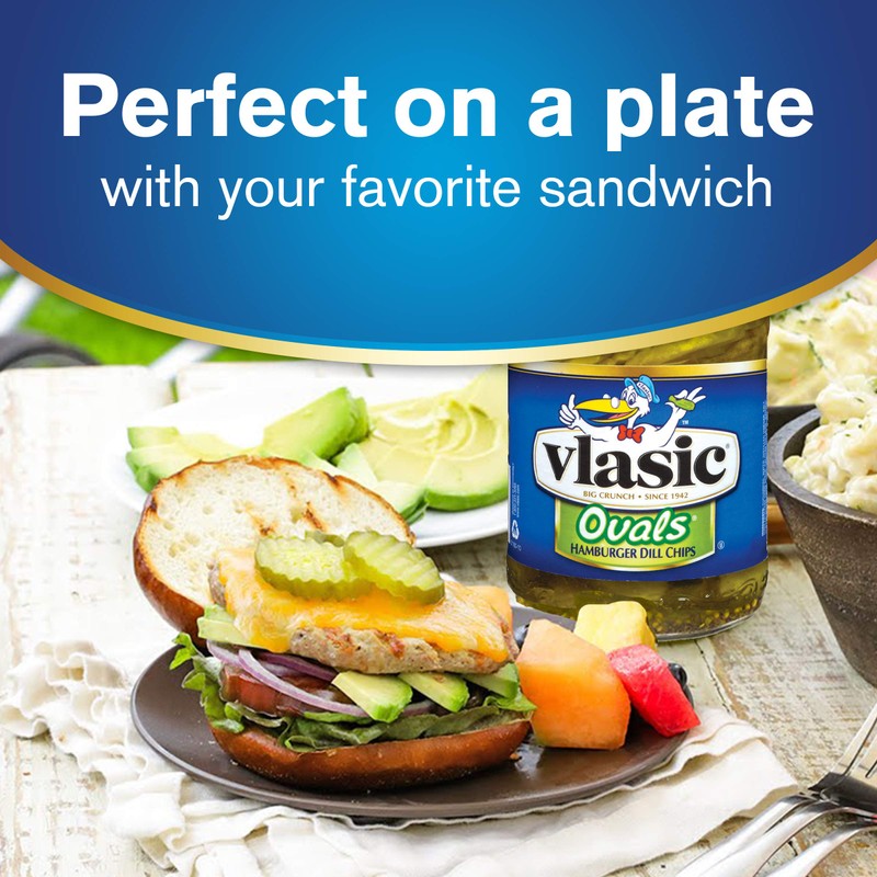 Vlasic Ovals Hamburger Dill Pickle Chips, Keto Friendly Snacks and