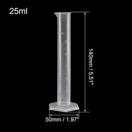TOP-VIGOR 3Pcs Plastic Graduated Cylinder, 25ml Measuring Cylinder, Single Metric Scale, Science Measuring Test Tube for Kitchen Lab Set Measure Liquid Measurement at Home