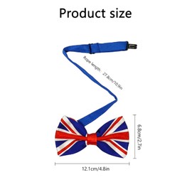 ALLY-MAGIC Union Jack Flag Bow Tie, Union Jack Flag Style Silky Satin Bow Tie Adjustable United Kingdom Formal Bow Tie for King Charles III Coronation Street Party Royal Events Party Y7GQLJ