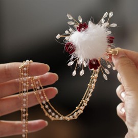 EZ PEACH Hair Ornament, Yukata, Shichi-Go-San Hair Ornament, Hakama, Kimono, Furisode, Kimono, Kimono, Graduation Ceremony, Wedding Ceremony, High Quality Artificial Flower, Hair Accessory (Rose /