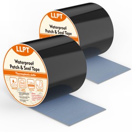 LLPT Waterproof Patch and Seal Tape 4” x 13 Ft 2 Pack Extra Thick Adhesive Layer UV Resistant Backing Permanent Bond Instant Seals for Repairing Gaps Holes Cracks Tears Black (PST62110BK4P2)