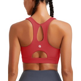 RUNNING GIRL Sports Bras for Women High Support,Racerback Molded Cup Sports Bra High Impact Running Bra with Swen in pad(WX3099_Red_L)