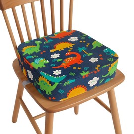 Rppiup Booster Seat Dining Chair, Toddler Booster Seat for Dining Chair with Non-Slip Bottom, Pu Washable Cartoon Booster Cushion Toddler with 2 Adjustable Straps, Detachable Cushion for 3+