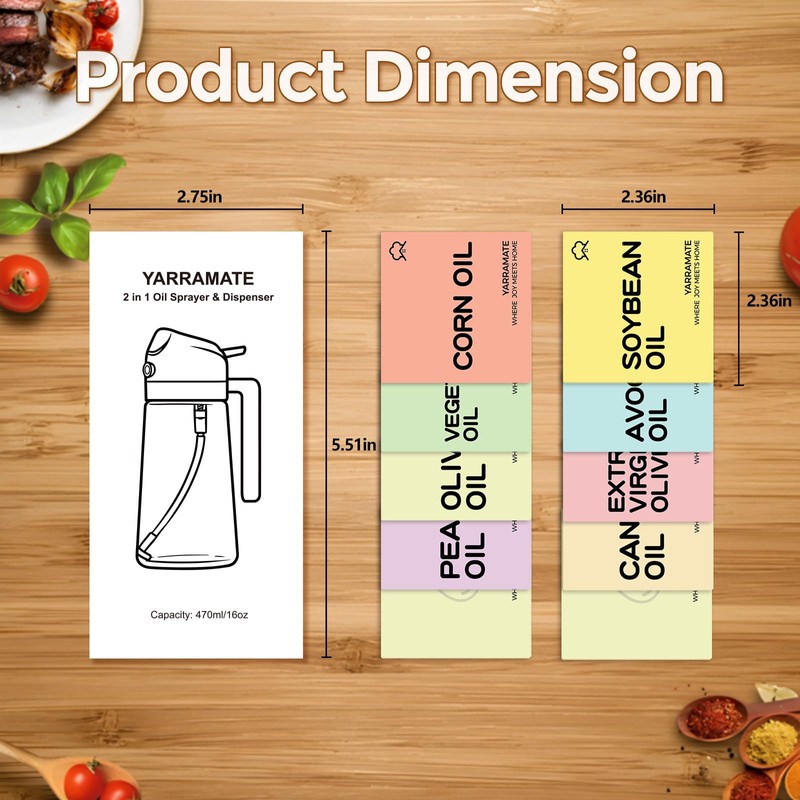 YARRAMATE 10 Color Labels for Oil Sprayer Bottles