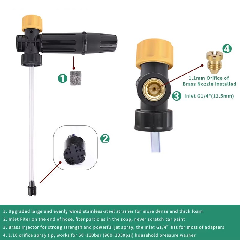 Plastic Snow Foam Lance/Adjustable Foam Nozzle/Foam Cannon for Electric High