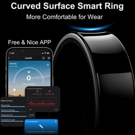 Smart Ring Sleep Heart Rate Monitor Health Fitness Tracker Step Counter Calories Waterproof Remote Camera Smart Rings for Men Women Anillo Inteligente, No Subscription Fee