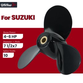 QIKIRUO 7 1/2 x 7 Propeller OEM:58110-91JN0-019 fit Suzuki 4-6HP DF4, DF5, DF6,10 Spline Tooth,RH（7 1/2 x 7 ）