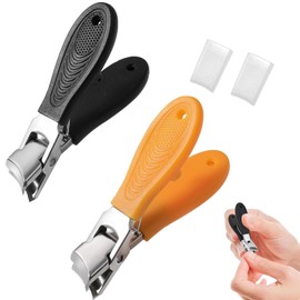 Pack of 2 Beveled Nail Clippers, Oblique Nail Clippers with Wide Opening and Splash Guard, Stainless Steel Curved Nail Clippers, Splash-proof Bevelled Nail Clippers (Orange and Black)