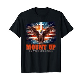Christian Mount On Wings Eagle Flag Cross Jesus for Men T-Shirt