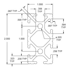 8020, 1020, 10 Series 1 Inch x 2 Inch T-Slotted Aluminum Extrusion DIY Extruded Linear Slot Bar Rail 80/20 (Clear Anodize, 24" Long)