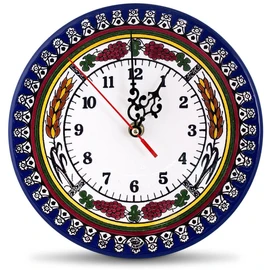 Armenian Ceramics Grapes and Wheat Clock (Large). Armenian Ceramic