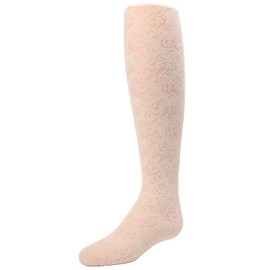 MeMoi Girls' Sheer Vine Opaque Tights Winter White 4-6