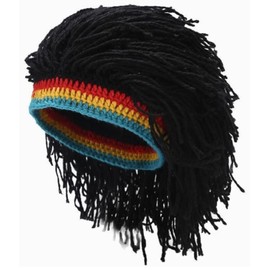 SAISAC Dreaded Headband Included, Wig, Hat, Cold Protection, Costume, Reggae, Cosplay, Jamaican Wig, Halloween, Events, Parties, Live Hair, Rasta, Color, Banquet Arrangement, Free (Black)