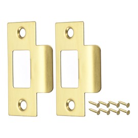 sourcing map Door Strike Plate, 2Pcs 70mm x 40.3mm 304 Stainless Steel Latch Deadbolt Strike Plate for Door Frame Door Jamb, Gold