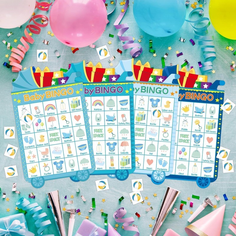 Fancy Land Baby Shower Bingo Game 24 Guests Boy Baby