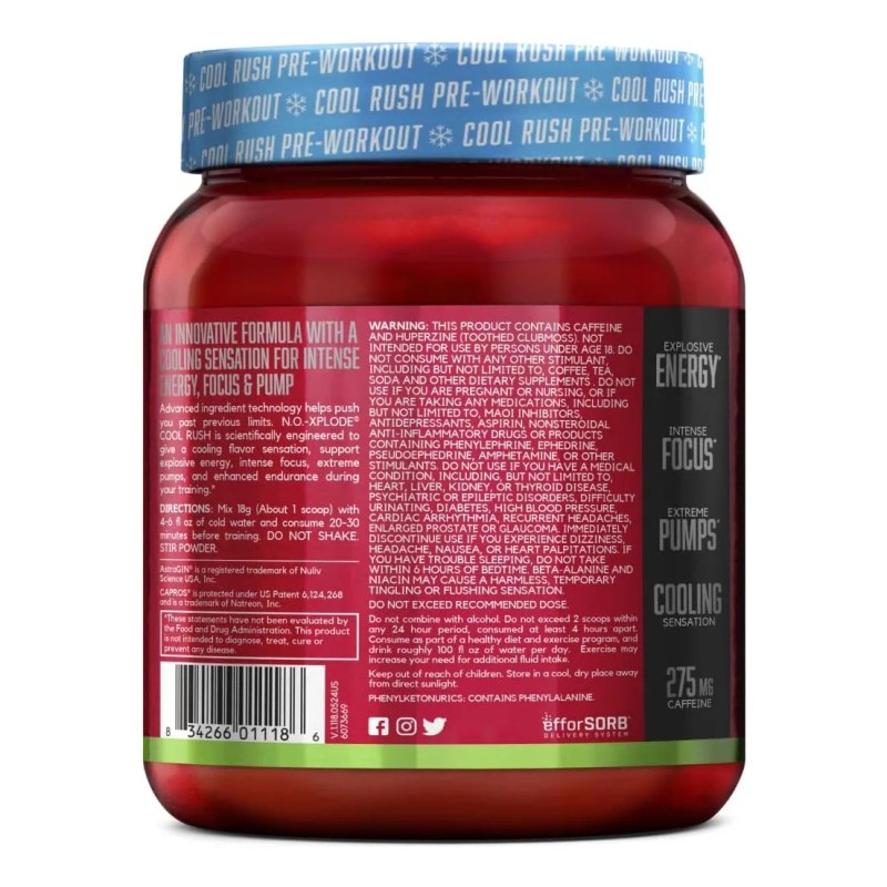 Pre Entreno Bsn No Xplode 3.0 Cool Rush 30 Serv