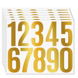 6 Sheets Mailbox Numbers Stickers, 3 inch Self Adhesive Vinyl Waterproof Letter Stickers, LGZJBN Large Decals House numbers for Signs Cars Doors Business Address number, Classroom Decor, Door（Gold）