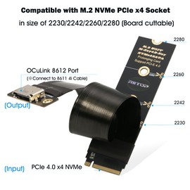 RIITOP M.2 NVMe to Oculink SFF-8612 Extender (15cm), M.2 NVMe PCIe 4.0 x4 to OCuLink SFF-8611 4i Host Adapter for eGPU and SSD