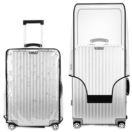 MeYuxg Pack of 2 Suitcase Protective Covers, Transparent Suitcase Protective Cover, PVC Waterproof Protective Case, Reusable Travel Suitcase Cover, Transparent Black Edge, 24 inches, Suitcase