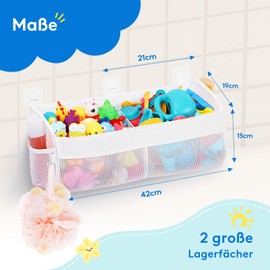 Lifewit Bathroom Toy Boxes with 2 Compartments, Bath Toy Organiser, Wall Mounted, Kids Shower Toy Holder with 3 Hooks, Plenty of Space for Quick Access & Sorting, Toddler