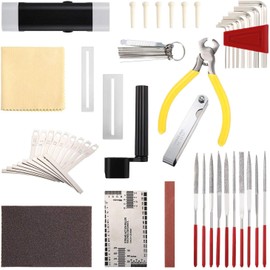 TIMESETL 44 Pcs Guitar Repairing Maintenance Tool Kit, Complete Stainless Steel Guitar Setup Kit Repair Tools for Guitar Ukulele Bass Mandolin Banjo