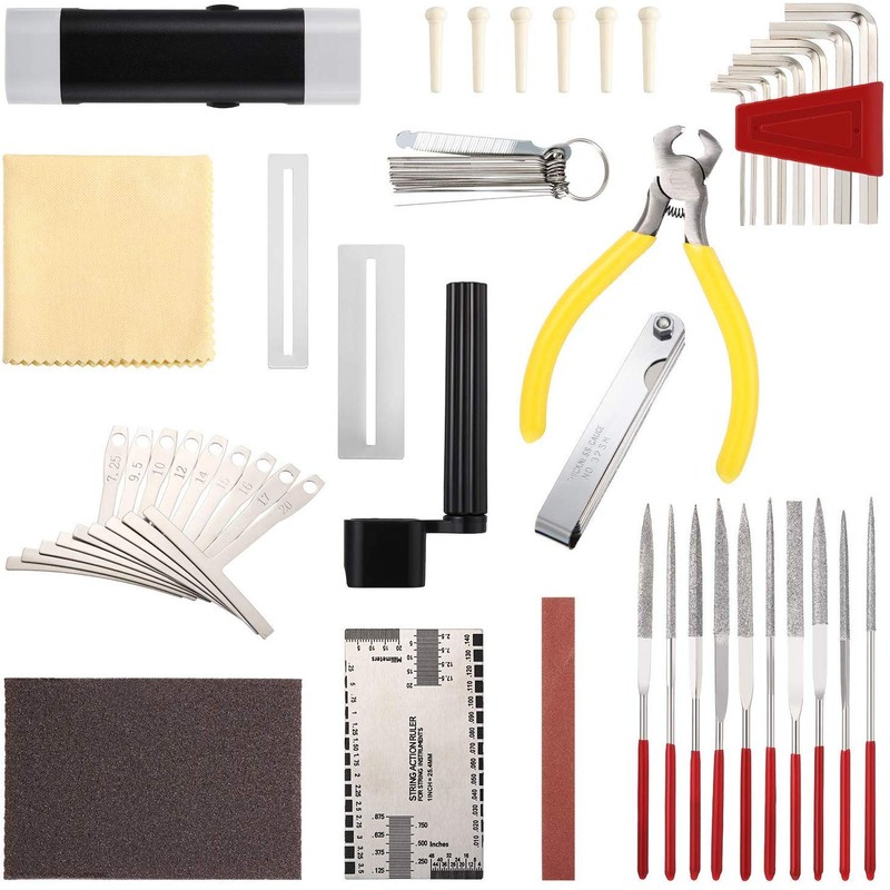 TIMESETL 44 Pcs Guitar Repairing Maintenance Tool Kit, Complete Stainless