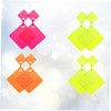 Ipetboom 4 Pairs Exaggerated Geometric Dangler Acrylic Earrings Yellow Orange