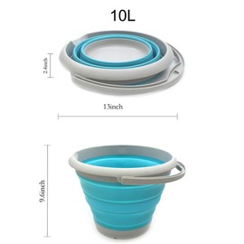 SAMMART 10L (2.64Gallon) Collapsible Fishing Bucket - Foldable Round Tub - Portable Plastic Water Pail - Space Saving Outdoor Waterpot - Trunk Organizer (1, Bright Blue)