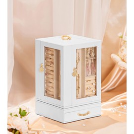 Enthralite Jewelry Box large for Dresser: Women Necklace Ring Storage Organizer with Compartments - Elegant Earring Holder Display