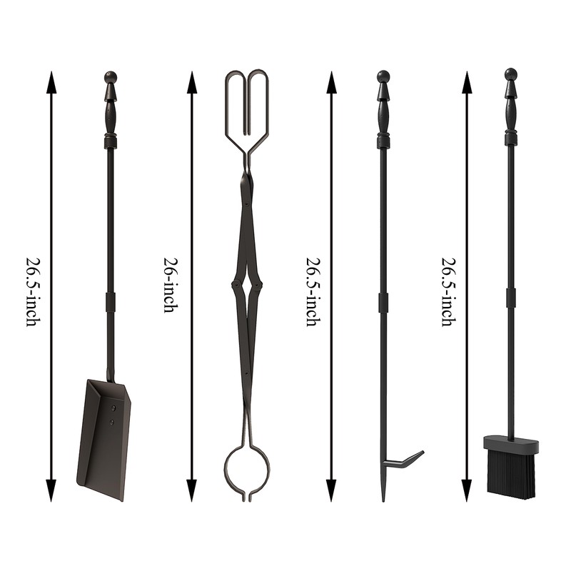 Fire Beauty Fireplace Tools Set 5 Pieces Wrought Iron Fire