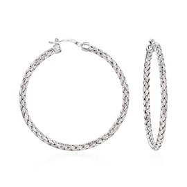Charles Garnier "Milan" Sterling Silver Large Hoop Earrings