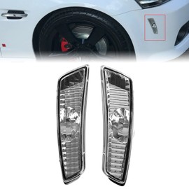 ECOTRIC 2 Pcs Clear Lens Front Bumper Side Marker Lights Lamps W/Amber LED Bulbs Compatible with 2008-2009 Pontiac G8 - Clear Bumper Side Marker Lights