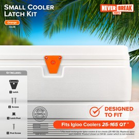 NeverBreak Parts - 1 Orange Igloo Cooler Replacement Latches | Igloo Cooler Replacement Parts Kit Includes Posts and Screws | High Strength Ice Chest Repair Kit