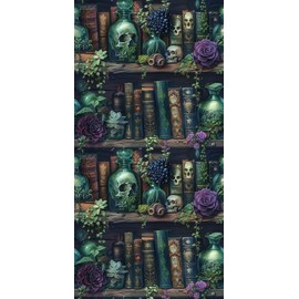 Aurellart Gothic Library Diamond Painting Kit, Dark Fantasy Bookshelf with Skulls, Roses and Succulents, Full Drill,Diamond Dots for Home Wall Decor 12x16 Inch