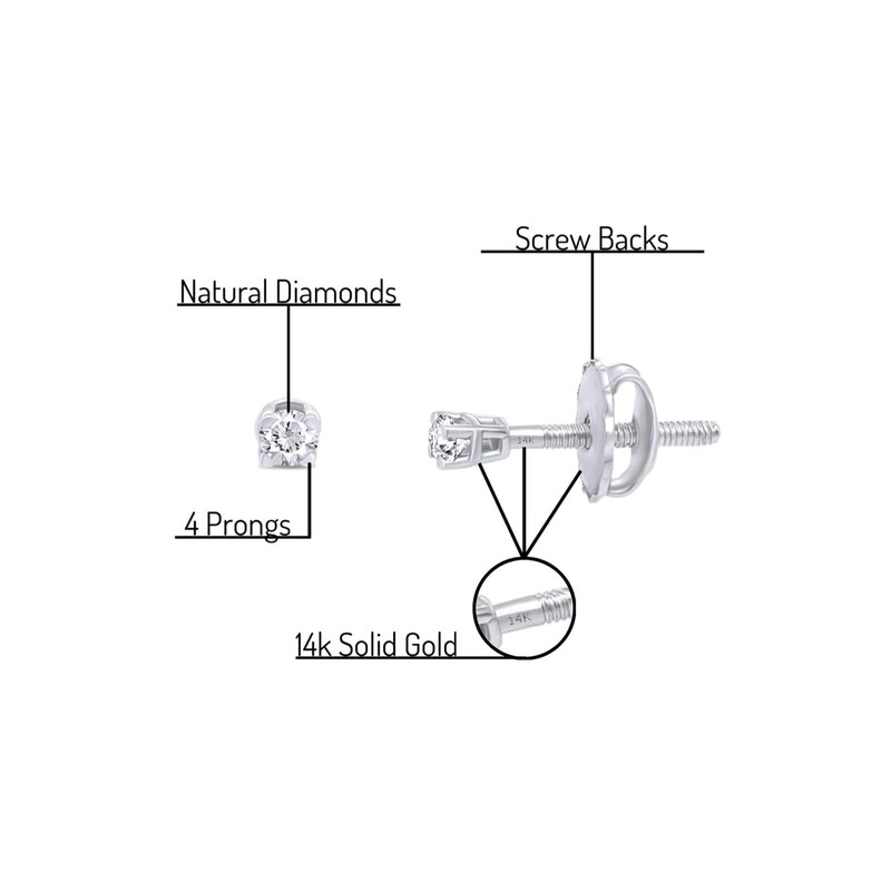 0.05cttw Very Small TINY Micro Cartilage Studs Round Lab Grown