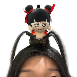 Women'S Plush Headband Nezha Dolls AoBing Doll Funny Cute Headbands Hair Accessories Hairpin Hairbands Girls' Dragon Headwear (Rot, Standard)