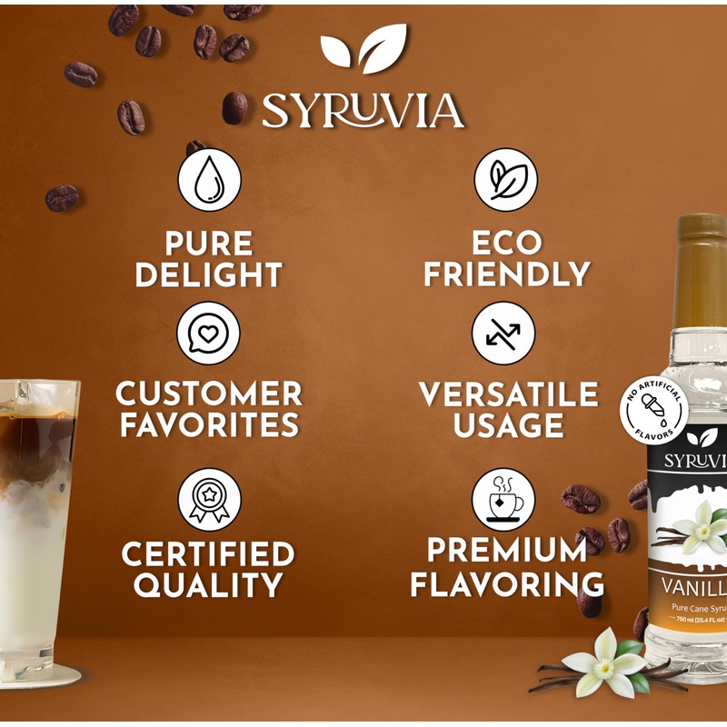 Syruvia Vanilla Syrup for Coffee with Pump 25.4 fl oz