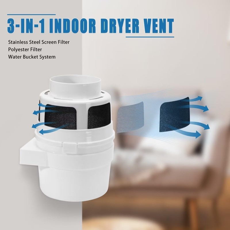 【UPGRADED】NOORNY 3 in1 Indoor Dryer Vent Kit Lint Catcher Bucket