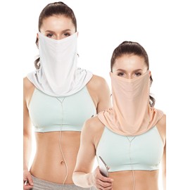 2 Pieces Unisex Sun Protective Face Cover Women UV Sun Protection Mask Face Bandana Scarf for Summer Outdoor Activities(White, Skin Color)