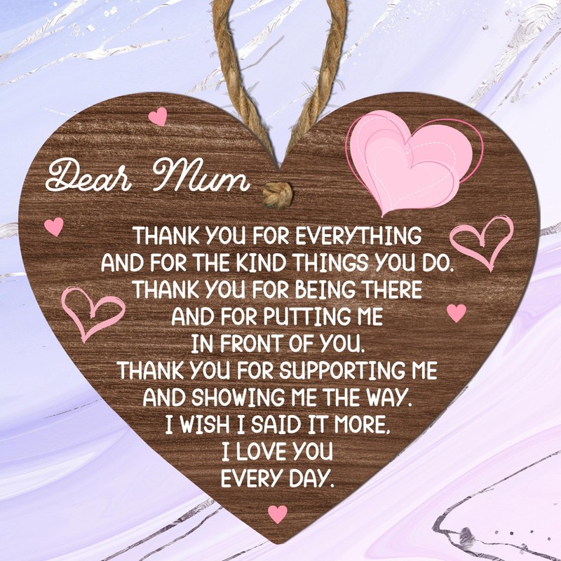 Wooden Heart Plaque Gift for Mum - Heartfelt Gift For