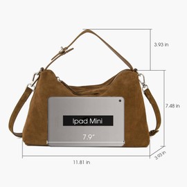 DONNAIN Premium Suede Crossbody Bags for Women, Slouchy Suede Shoulder Bag with Adjustable Strap and Tote Handbag, camel