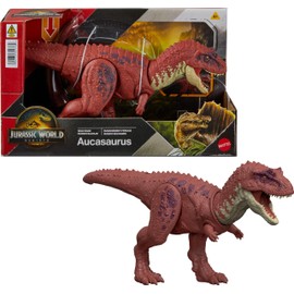 Mattel Jurassic World Rebirth Wild Roar Dinosaur Toy, Aucasaurus with Tail Controlled Chomp, Posable Multi Direction Attack & Sound, Digital Play
