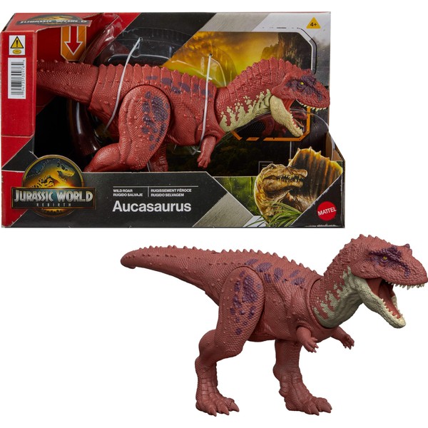 Mattel Jurassic World Rebirth Wild Roar Dinosaur Toy, Aucasaurus with