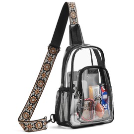 Mroede Mroede Clear Bag for Stadium Events Clear Crossbody Bags for Women Transparent Bag with Side Mesh Pockets Stadium Bags for Concert Sports