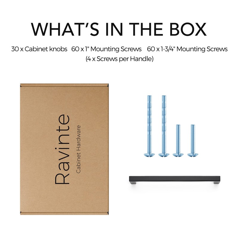 Ravinte 30 Pack Matte Black Cabinet Pulls, 5 Inch (128mm)