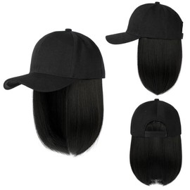 WDOPEN- Wig Baseball Cap,Adjustable Detachable Wig hat,Wig one Piece Cap, Suitable for Your Needs for Wigs (Black)