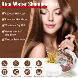 Hotiary Darkening Shampoo Bar & Rice Water Conditioner Bar Set, Rice Water Hair Growth Shampoo Soap Bar for Thinning Hair and Hair Loss, pH Balanced, for Fine & Oily Hair - Easy for Travel